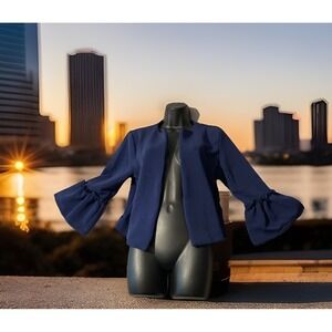 Elle Buttonless Womens‎ Top Bell Sleeves Cardigan Navy